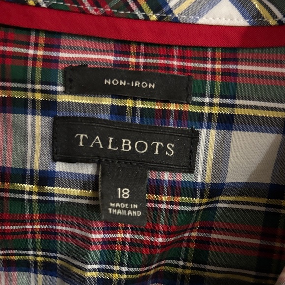 Talbots Red and Green Plaid Button Down Shirt - Picture 2 of 3